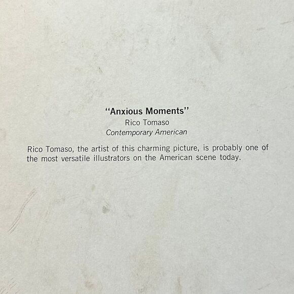 Anxious Moments Textured Lithograph Print on Cardboard - Picture 2 of 2